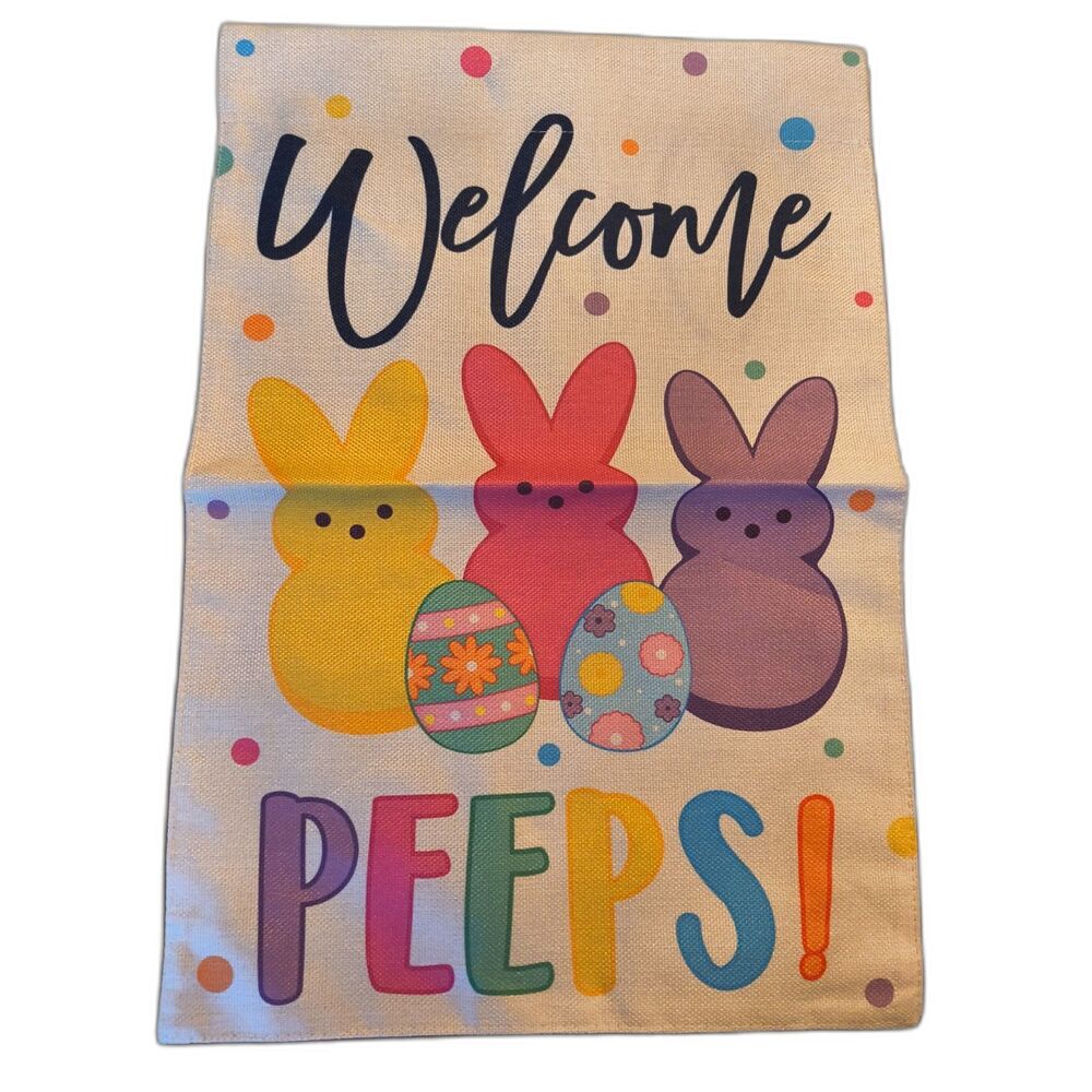 Easter Bunny "Welcome Peeps" Decorative Garden Flag Yard Decor